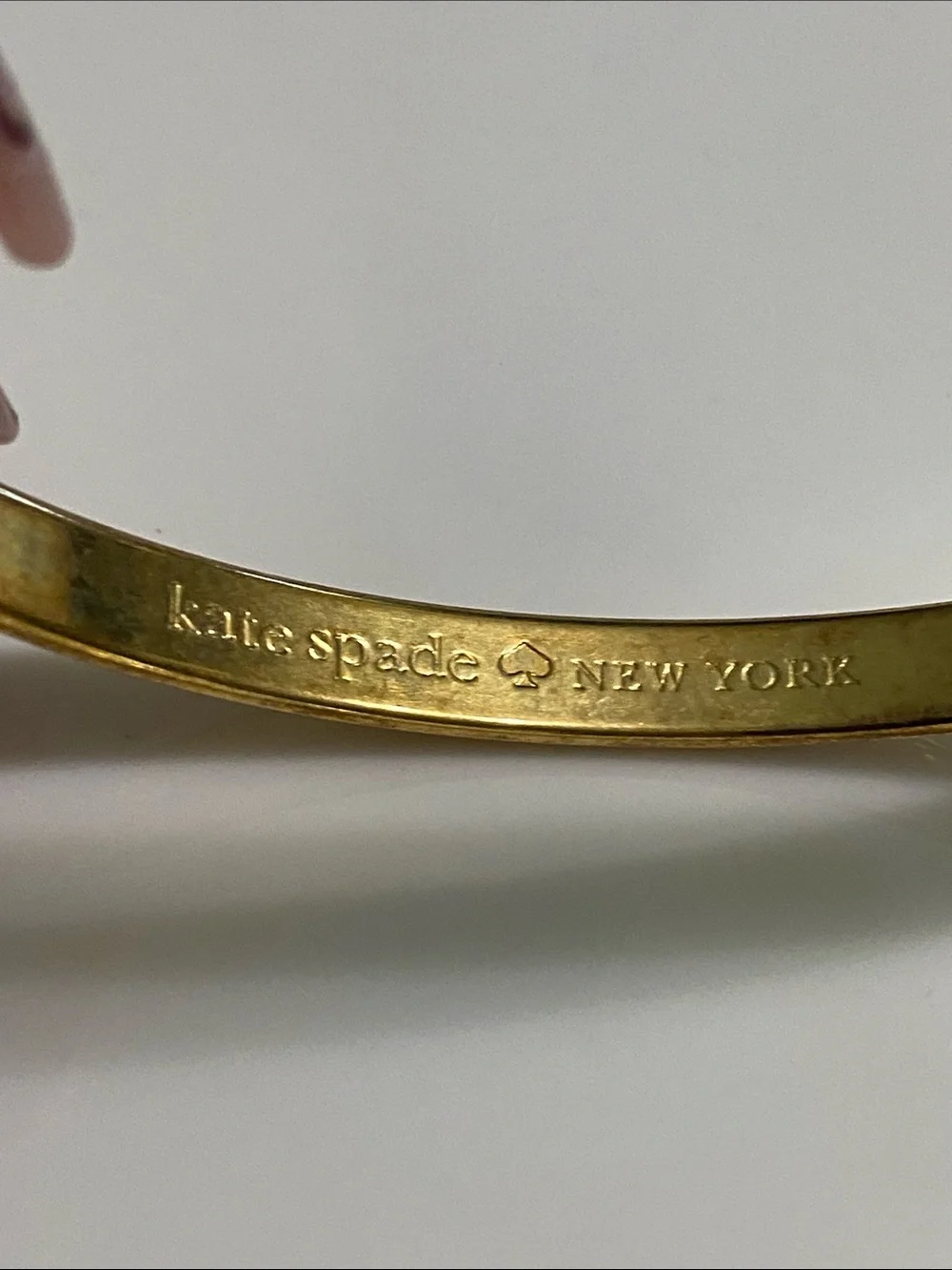 kate spade ♠️ Gold Plated Slim Hammered Bangle Bracelet “Forever And Ever” - Picture 2 of 6
